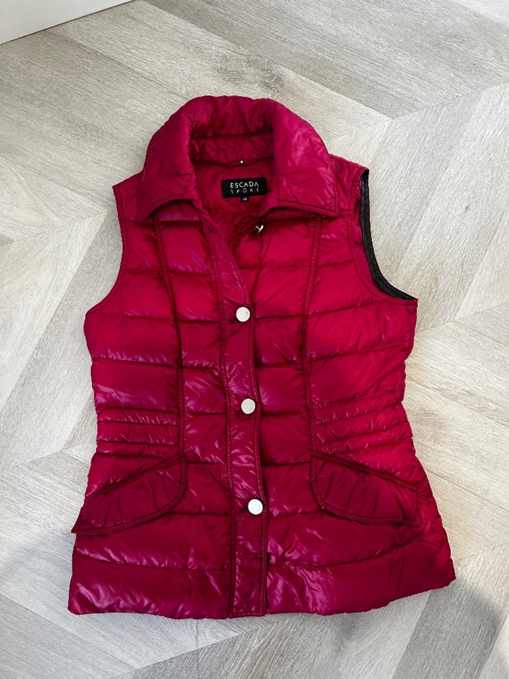 Escapes Sport Pink Goose Down Pink Puffer Vest Designer Quilted Lightweight EU38